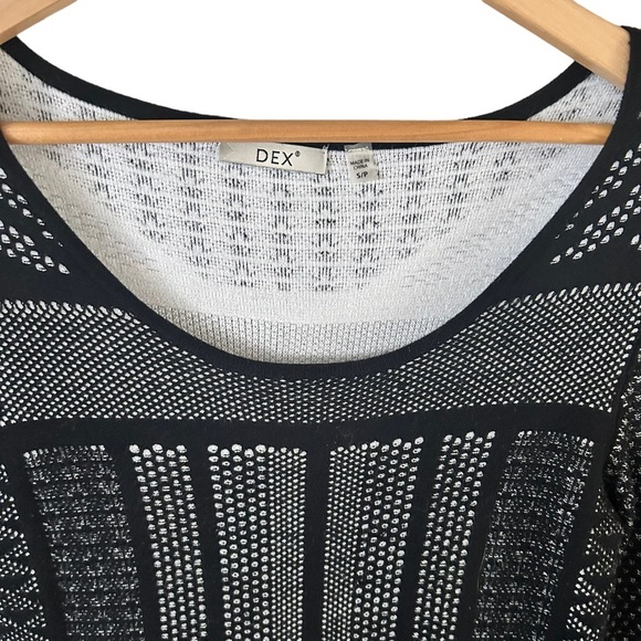 Black And White Jacquard Women's Body Con Dex Long Sleeve Dress Size Small - Picture 4 of 14